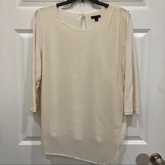 H by Halston jersey knit chiffon overlay cream top size XL - Picture 1 of 9